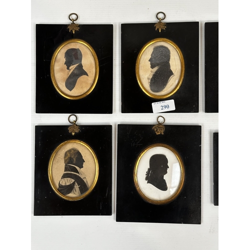 290 - A collection of miniature silhouette portraits. William Duck ( Governor of Bombay)  James Loch MP an... 