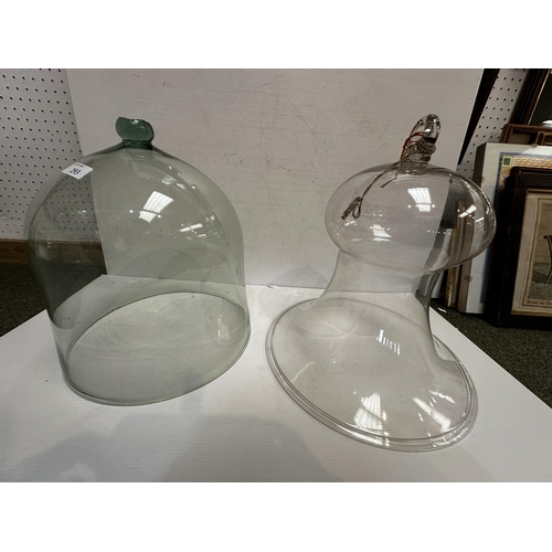 293 - Two glass French cloches. Provenance, Rupert Gentle collection 31cm x 33cm (h)