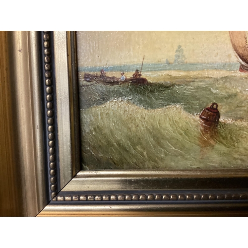 458 - ANDRE DE MOLLER C20th, British, Two pairs    gilt framed oil on canvas, depicting C19th shipping sce... 