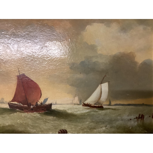 458 - ANDRE DE MOLLER C20th, British, Two pairs    gilt framed oil on canvas, depicting C19th shipping sce... 