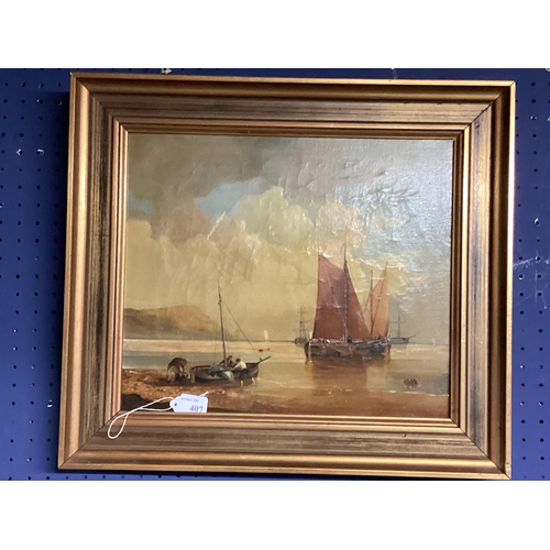 458 - ANDRE DE MOLLER C20th, British, Two pairs    gilt framed oil on canvas, depicting C19th shipping sce... 