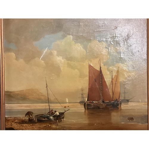 458 - ANDRE DE MOLLER C20th, British, Two pairs    gilt framed oil on canvas, depicting C19th shipping sce... 