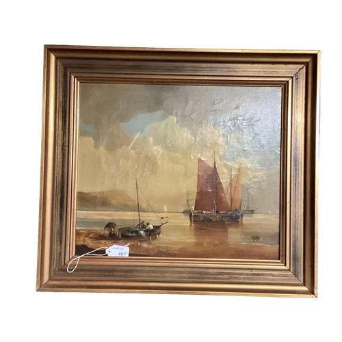 458 - ANDRE DE MOLLER C20th, British, Two pairs    gilt framed oil on canvas, depicting C19th shipping sce... 