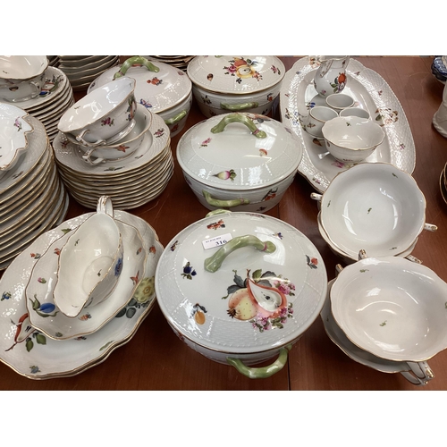 316 - A part Herend China dinner service, fruit pattern, to include large platters, dinner plates, cups an... 