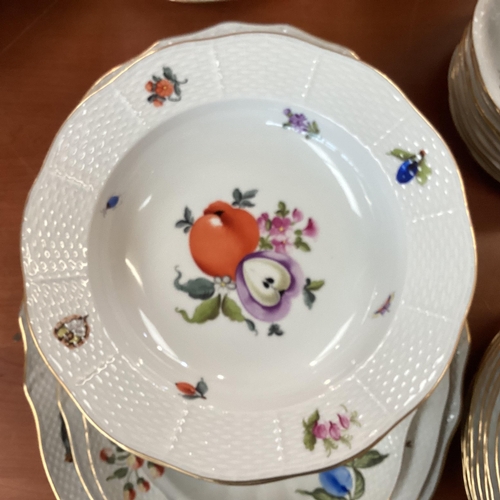 316 - A part Herend China dinner service, fruit pattern, to include large platters, dinner plates, cups an... 