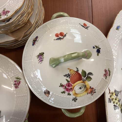 316 - A part Herend China dinner service, fruit pattern, to include large platters, dinner plates, cups an... 