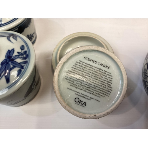 356 - A collection of modern Oriental style blue and white ceramic items to include bowls, ginger jars a s... 