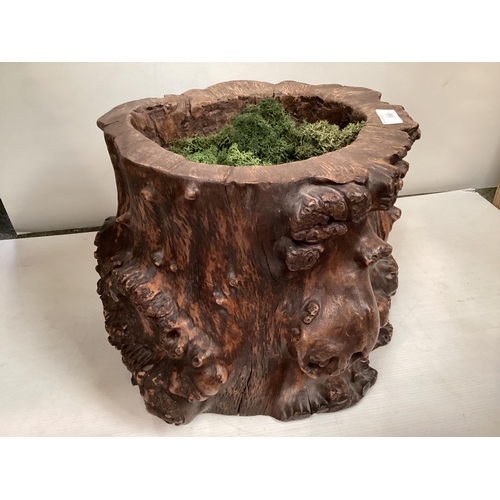 360 - A pair of stump wood planters, 26cm H x 29cm Diam