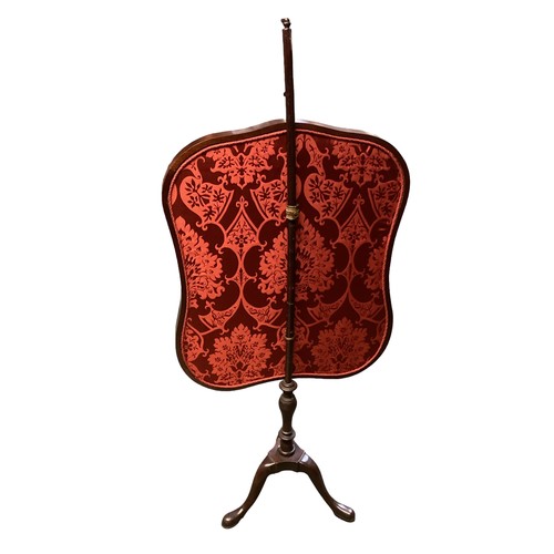 625 - A Mahogany adjustable pole screen with embroidery and needle point panel in the 17th century style o... 