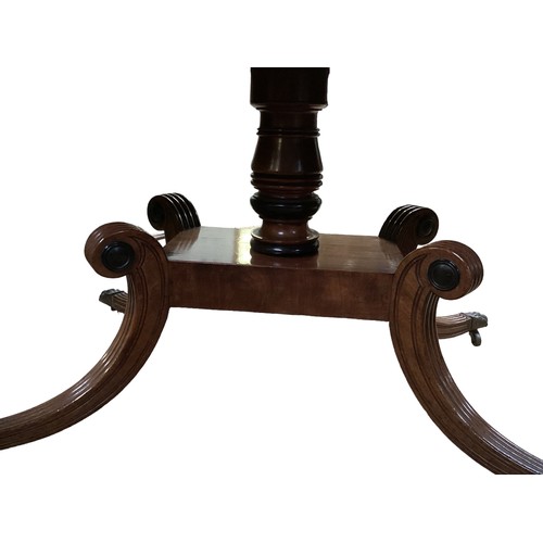 646 - Georgian Mahogany sofa table with a pair of frieze drawers on a quadruped swept platform base.  68 c... 