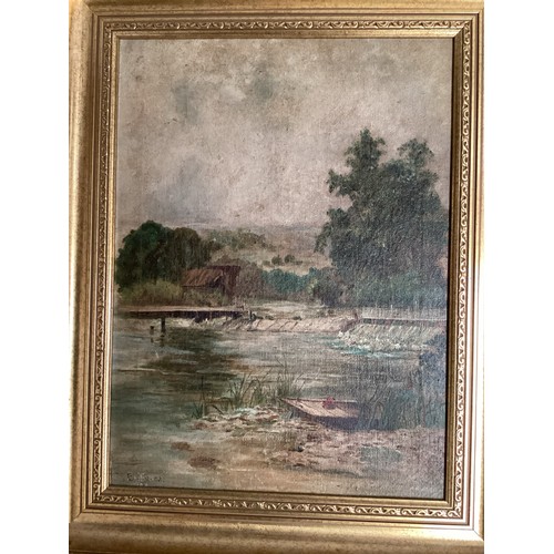 438 - EJ. Gower(XX). Two oil on canvas of river scenes. In glazed frames Signed and dated lower left 1918.... 