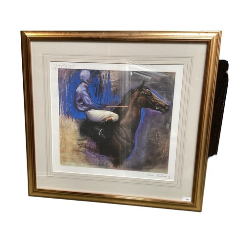 395 - Katie O Sullivan racing print, limited edition 4/25, gilt glazed frame 40 x 44cm, signed and numbere... 