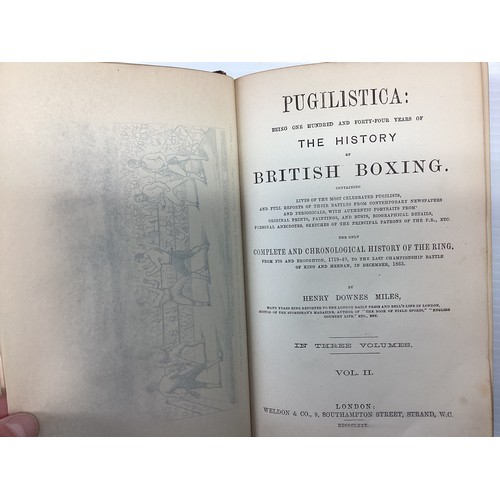 1002 - Pugilistica, The History of British Boxing by Henry Downes Miles, First edition 1880 in 3 volumes (P... 