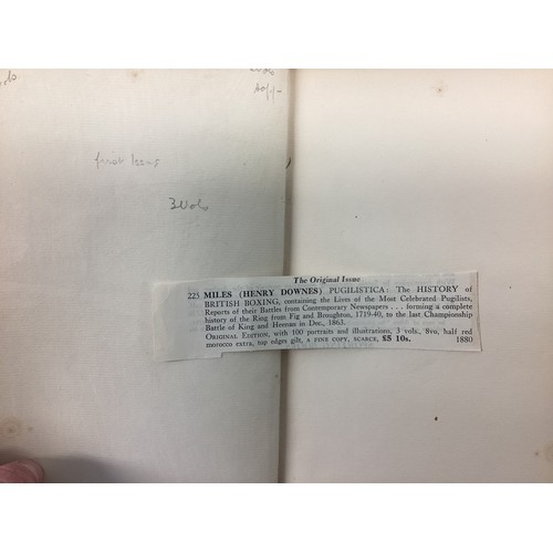 1002 - Pugilistica, The History of British Boxing by Henry Downes Miles, First edition 1880 in 3 volumes (P... 