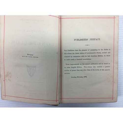 1023 - Poetical works of LongFellow, the Lansdowne Poets, 1877 Frederick Warne and Co, London