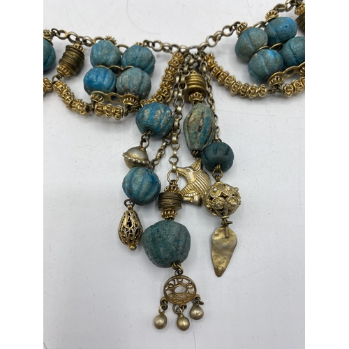 181 - A collection of silver and white metal turquoise and synthetic turquoise set jewellery.