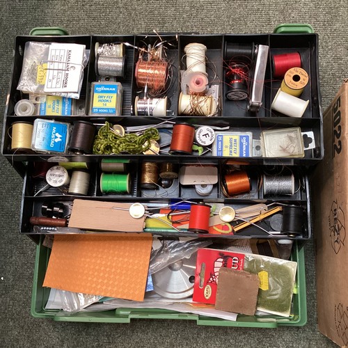 218 - Quantity of fishing equipment, old boxes of fishing flies etc