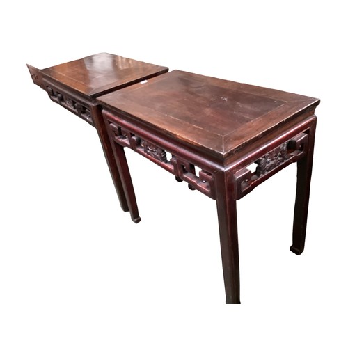 578 - Pair of Chinese C20th side tables each 94 cm L x 86 cm H x 55 cm D.