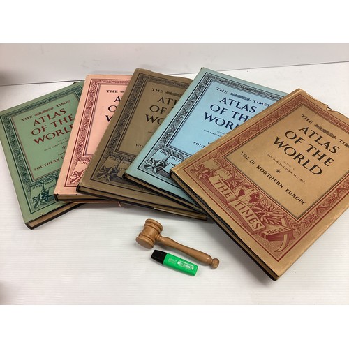 1075 - The Times Atlas of the World, Mid Century edition, in five volumes, large hardbacked with just jacke... 