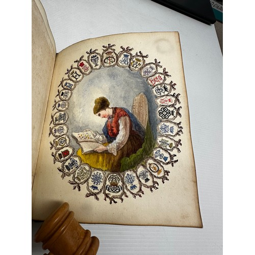 301 - A unique and extensive collection of C19th and C20th albums,  containing family and heraldic crests ... 