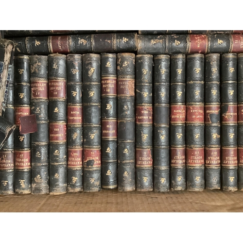 1089 - A collection of 51 Waverley Novels, with leather bindings, some wear to bindings,  see all images