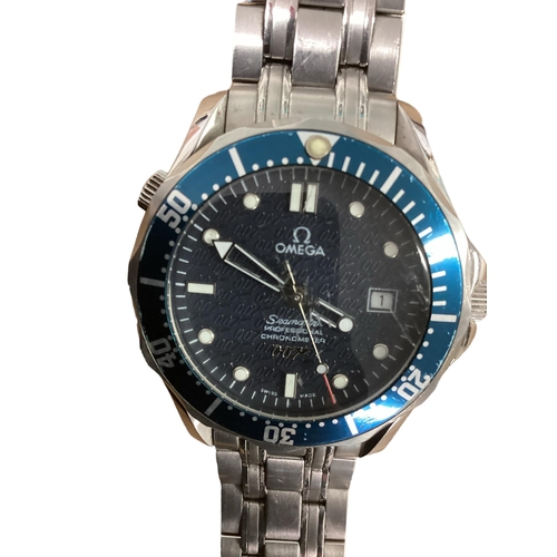 238 - An Omega Seamaster, 007 Special Edition, 44 mm case , seems to be running well, hands and date adjus... 