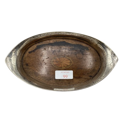 99 - A sterling silver oval coaster or stand with wooden base, Chester 1910. Together with a sterling sil... 