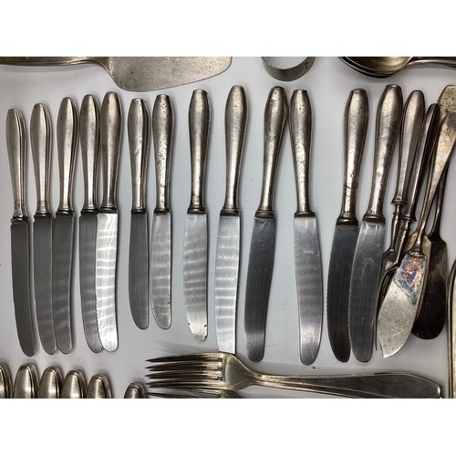 88 - A set of continental 800 silver flatware together with matching silver handled cutlery. Hallmarked w... 