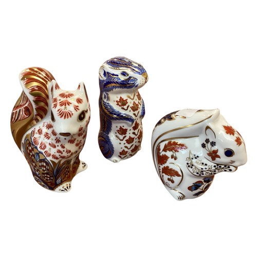 450 - Three Royal Crown Derby models of Squirrels to include a Ltd Edition Welbeck Squirrel and two others... 