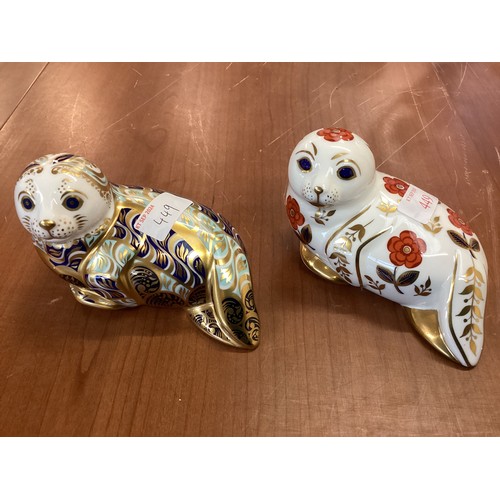 449 - Two Crown Derby models of seals to include a Ltd Edition Harbour Seal.