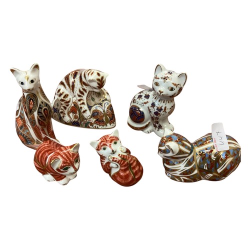 447 - Collection of 5 Royal Crown Derby Models of Cats. To include a Bengal Tiger Cub, and four others.  C... 