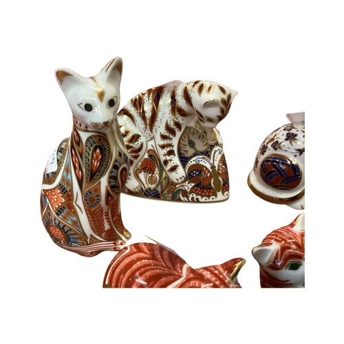 447 - Collection of 5 Royal Crown Derby Models of Cats. To include a Bengal Tiger Cub, and four others.  C... 