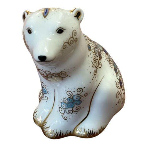 446 - Collection of five Royal Crown Derby Models of Polar Bears, to include, signature edition Arora Pola... 