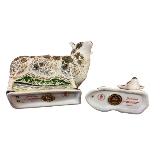 437 - Two Royal Crown Derby models, Jacob sheep and Jacob lamb, condition almost as new