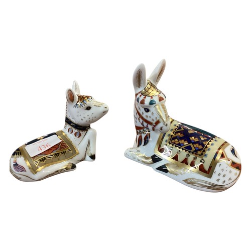 436 - Two Royal Crown Derby models of donkeys, signature edition example by John Ablitt, condition good (a... 