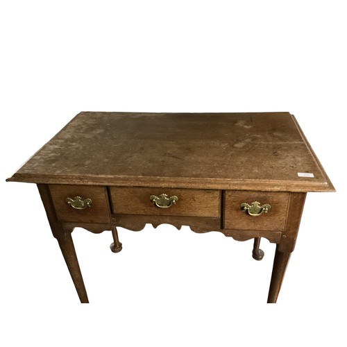 571 - Georgian oak low boy 83 cm W x 51 cm D x 70 cm H, Georgian crossbanded mahogany pembroke table 81 cm... 