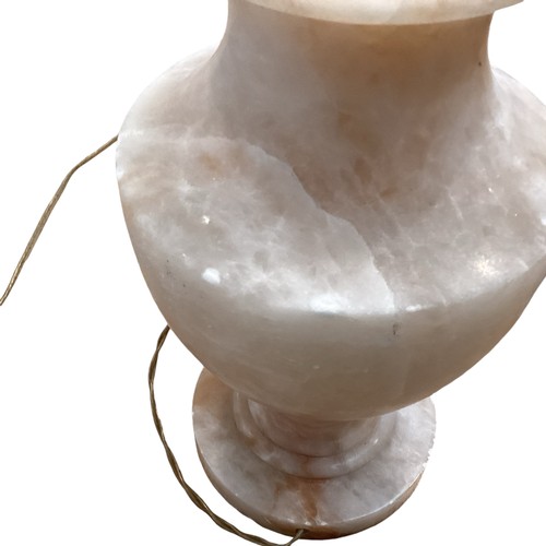 382 - A pair of alabaster table lamps together with two other lamps.