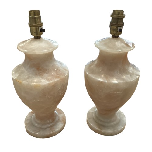 382 - A pair of alabaster table lamps together with two other lamps.