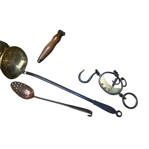 406 - A large collection of good quality kitchenalia. To include a Kent knife sharpener, trivet, wash doll... 