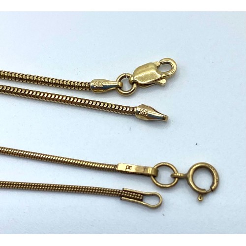 40 - Two 14 ct gold fancy link necklaces, 46 cm each, 6.9 g