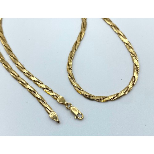 32 - A 14ct gold flat fancy link necklace, 51 cm, 14.9 g