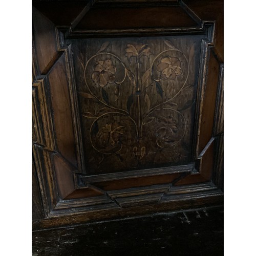 630 - Antique heavy Oak court cupboard with all over geometric and floral carving126 cm W x 148 cm H x 56c... 