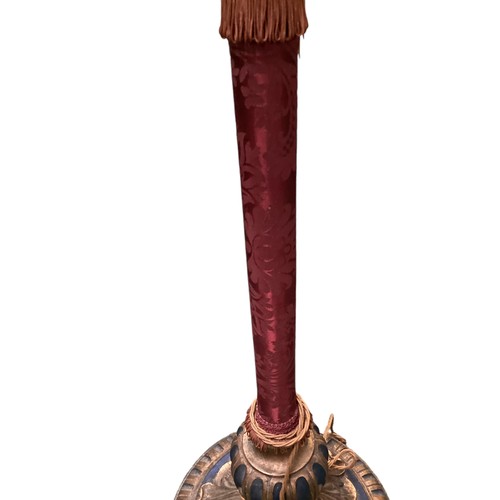 662 - Mahogany carved torchere 169 cm H and Regency gilded and upholstered standard lamp 204 cm H to top o... 