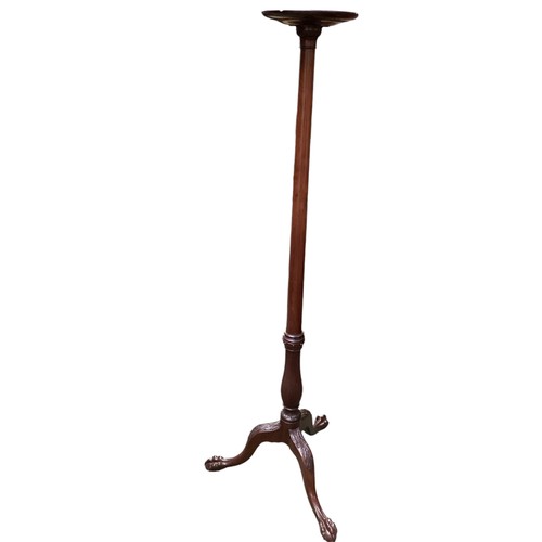 662 - Mahogany carved torchere 169 cm H and Regency gilded and upholstered standard lamp 204 cm H to top o... 