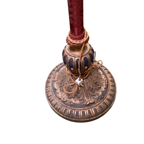 662 - Mahogany carved torchere 169 cm H and Regency gilded and upholstered standard lamp 204 cm H to top o... 