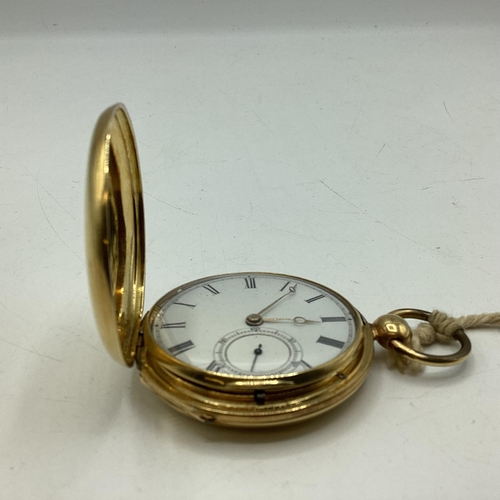 103 - An 18ct gold cased full hunter key wind pocket watch. Movement marked FB Adams, St Johns Square, Lon... 