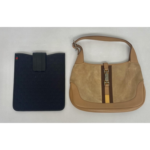 253 - GUCCI, ladies tan shoulder bag, and dust bag,  number 001.3306002058, in used condition, some slight... 