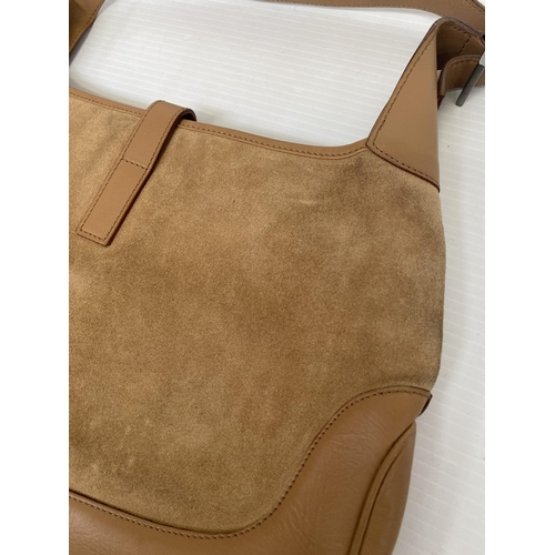 253 - GUCCI, ladies tan shoulder bag, and dust bag,  number 001.3306002058, in used condition, some slight... 