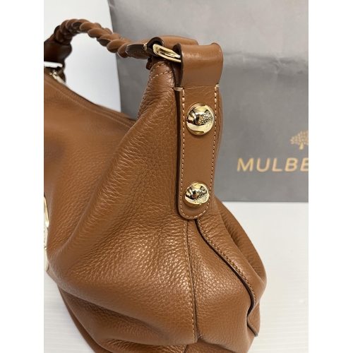 267 - MULBERRY ladies brown tan handbag, with original dust jacket and shop bag, and envelope with authent... 