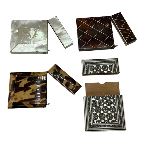 29 - Four 19th century card cases to include mother of pearl example.